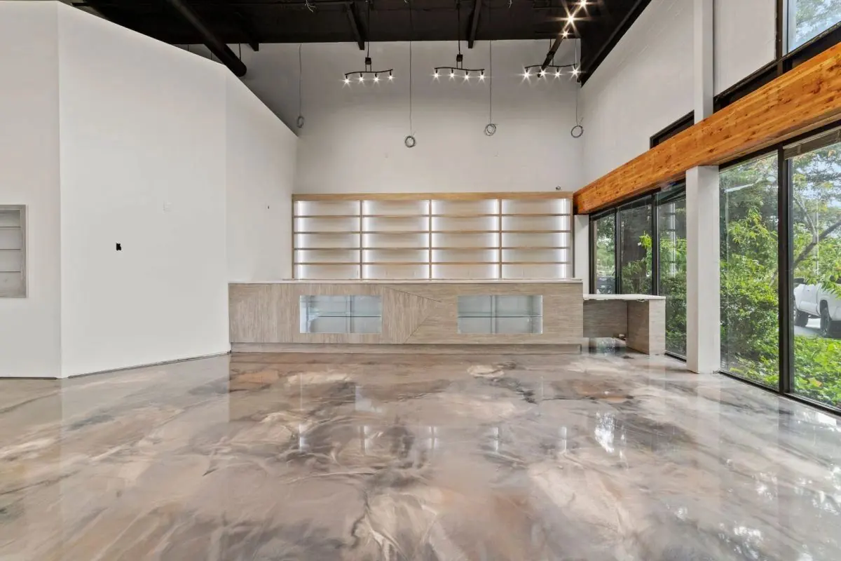 Metallic showroom floor