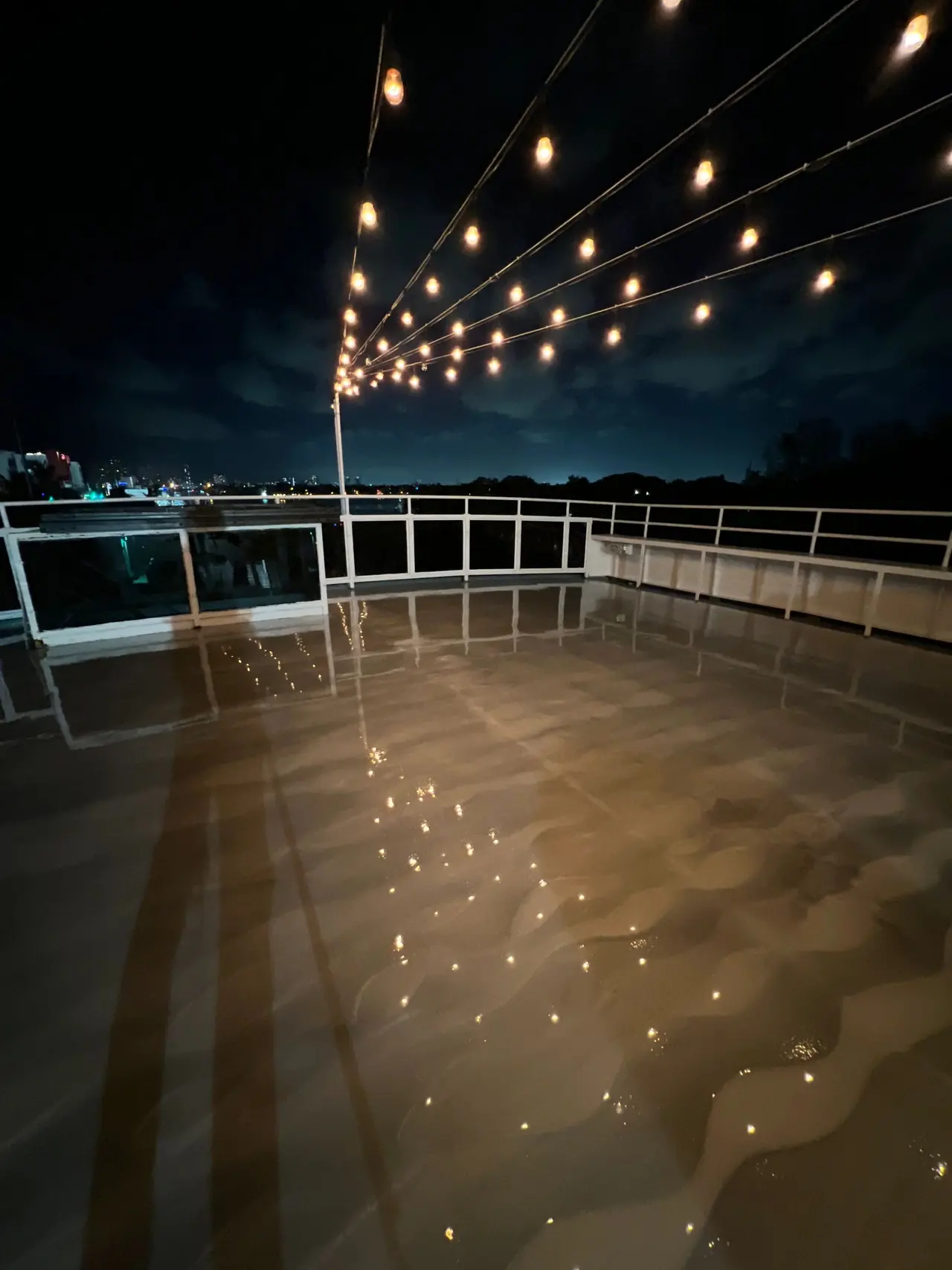 Coated deck at night