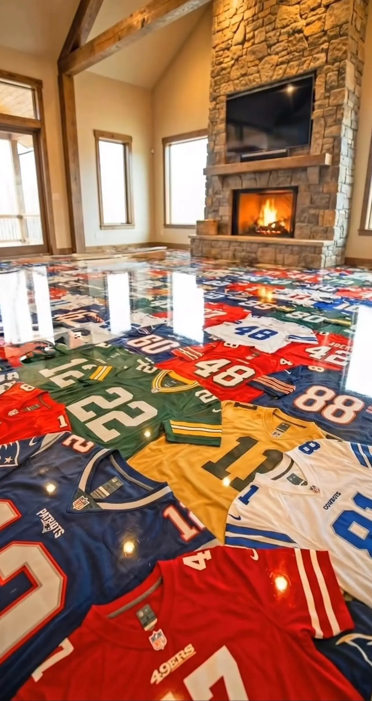 Custom sports-themed epoxy floor